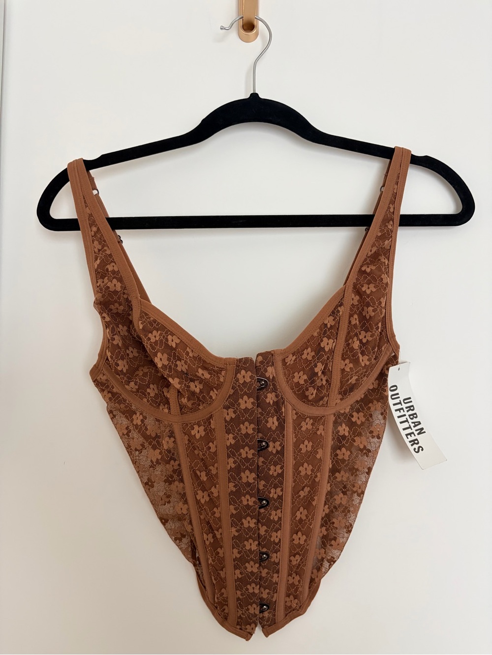Urban Outfitters Rust Brown Lace Corset Bodysuit